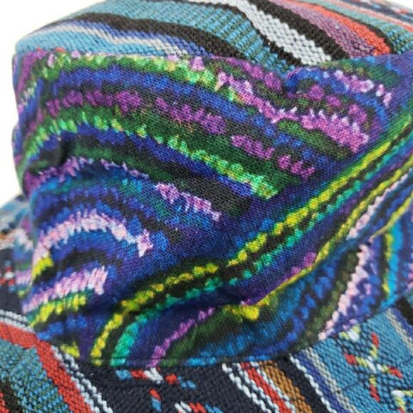 Boho Hippie Bucket Hat Cotton Blue Unisex Lightweight Beach Summer Sun Hat Nepal - Picture 6 of 14